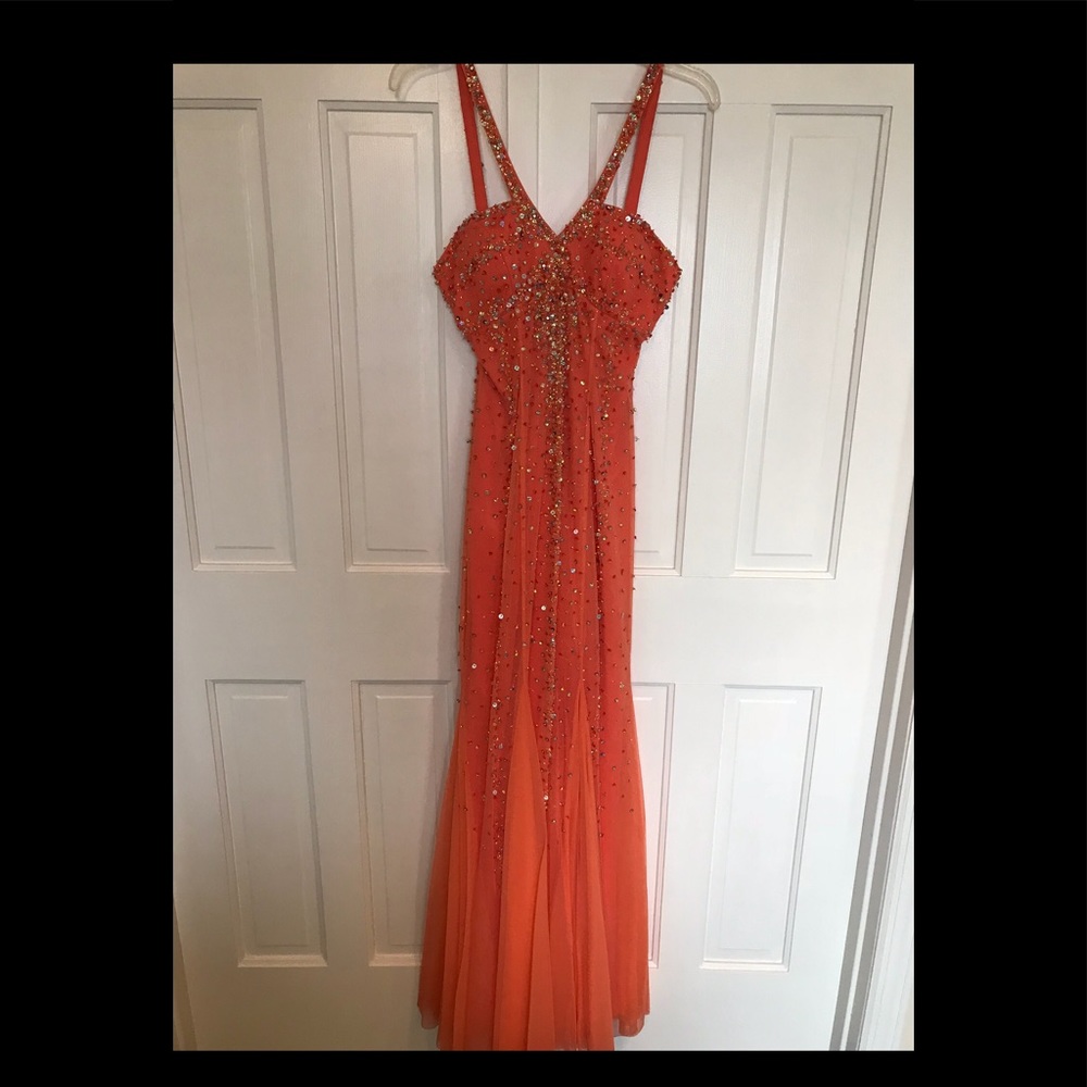 Floor length embellished prom gown